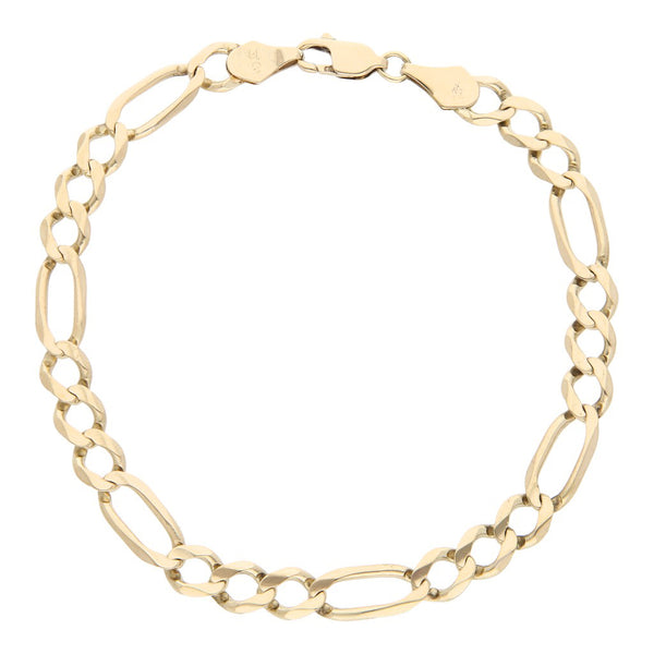 Pulsera de tres eslabones por uno en oro amarillo 14 kilates.