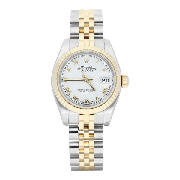 Reloj Rolex para dama modelo Oyster Perpetual DateJust vistas en oro amarillo 18 kilates.