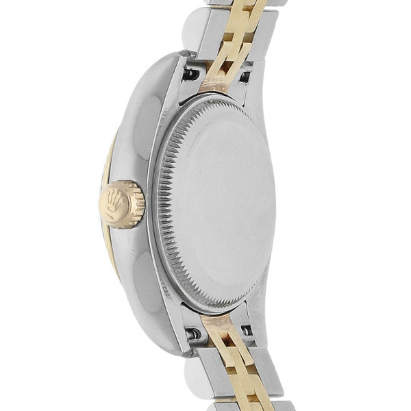 Reloj Rolex para dama modelo Oyster Perpetual DateJust vistas en oro amarillo 18 kilates.