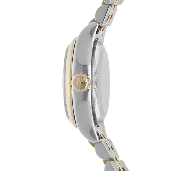 Reloj Rolex para dama modelo Oyster Perpetual DateJust vistas en oro amarillo 18 kilates.