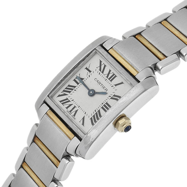 Reloj Cartier para dama modelo Tank Française vistas en oro amarillo 18 kilates.