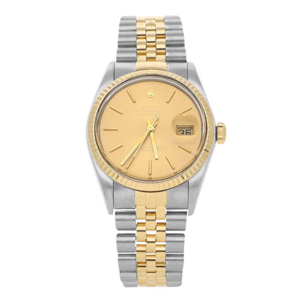 Reloj Rolex para caballero modelo Oyster Perpetual DateJust vistas oro amarillo 18 kilates.
