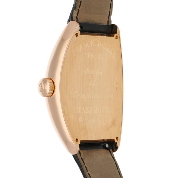Reloj Franck Muller para caballero modelo Crazy Hours caja y broche en oro rosa 18 kilates.