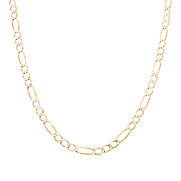 Collar de tres eslabones por uno platinados en oro amarillo 14 kilates.