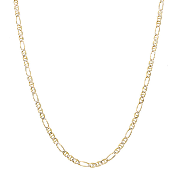 Collar eslabón combinado platinado en oro amarillo 14 kilates.