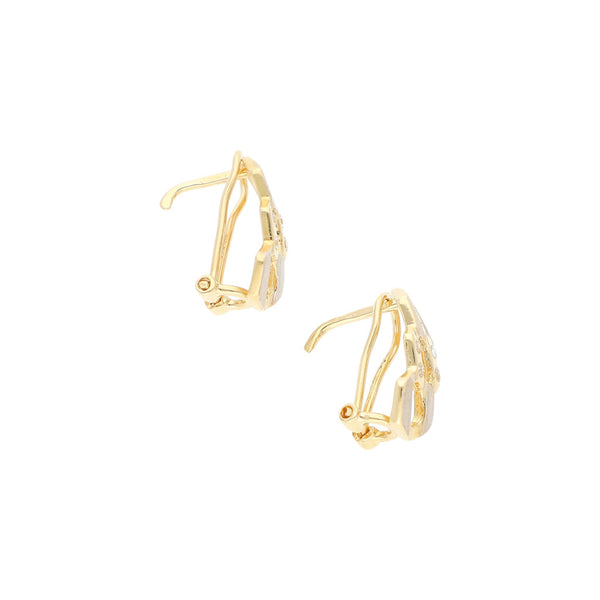 Aretes calado con circonias en oro amarillo 14 kilates.