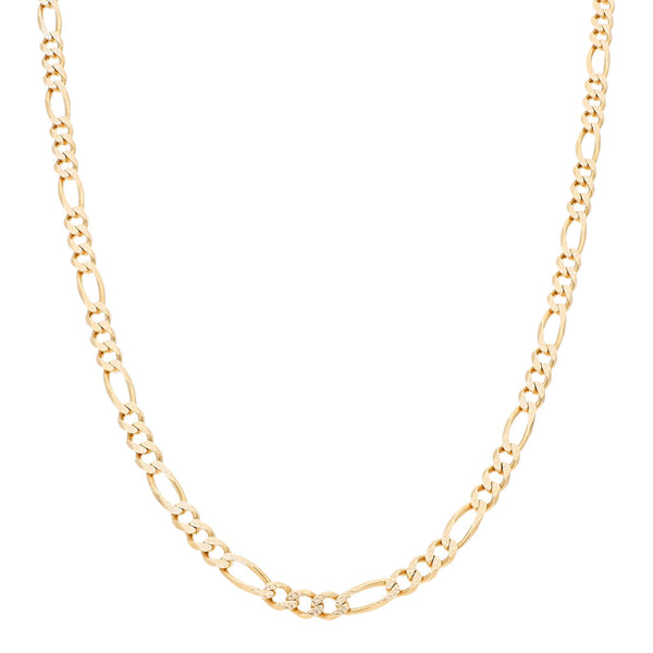 Collar de tres eslabones platinados por uno en oro amarillo 14 kilates.