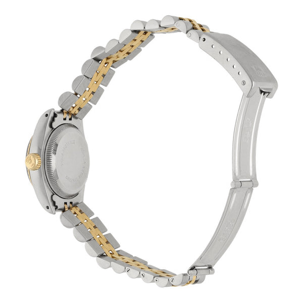 Reloj Rolex para dama modelo Oyster Perpetual Date vistas en oro amarillo 18 kilates.