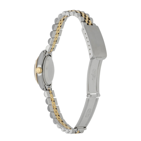 Reloj Rolex para dama modelo Oyster Perpetual DateJust vistas en oro amarillo 18 kilates.