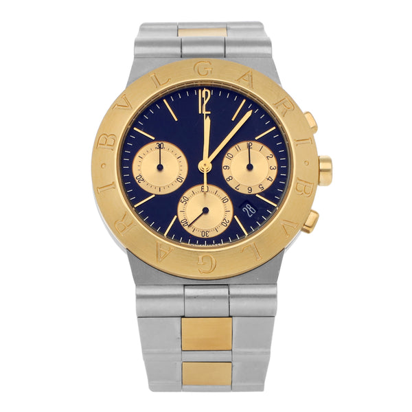 Reloj Bvlgari para caballero/unisex modelo Diagono vistas en oro amarillo 18 kilates.