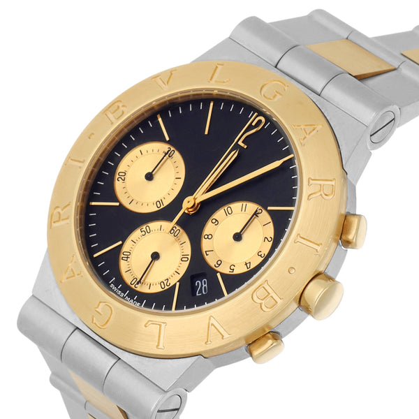 Reloj Bvlgari para caballero/unisex modelo Diagono vistas en oro amarillo 18 kilates.