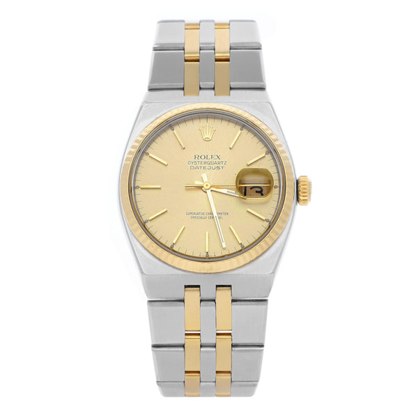 Reloj Rolex para caballero modelo Oysterquartz DateJust vistas en oro amarillo 18 kilates.