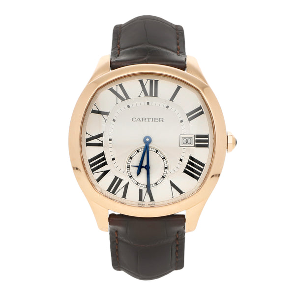 Reloj Cartier para caballero modelo Drive de Cartier caja y broche en oro rosa 18 kilates.