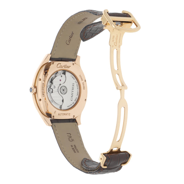 Reloj Cartier para caballero modelo Drive de Cartier caja y broche en oro rosa 18 kilates.