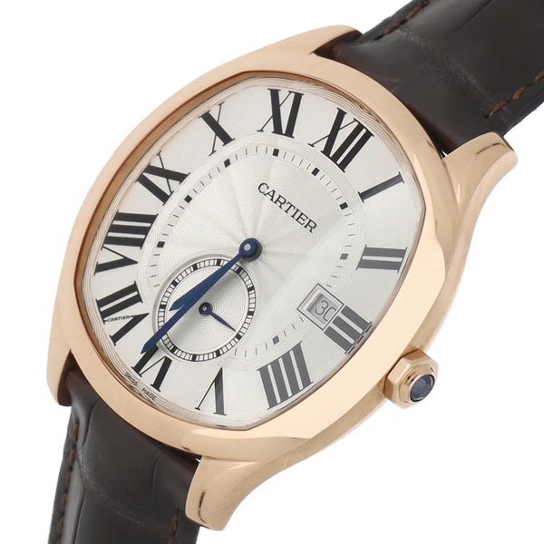 Reloj Cartier para caballero modelo Drive de Cartier caja y broche en oro rosa 18 kilates.