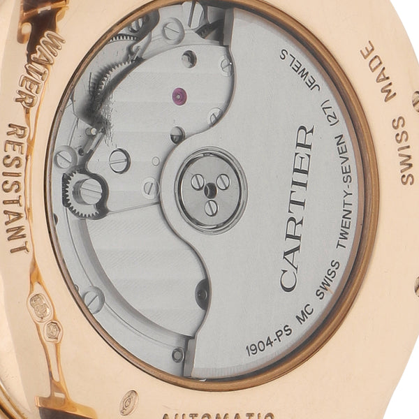 Reloj Cartier para caballero modelo Drive de Cartier caja y broche en oro rosa 18 kilates.