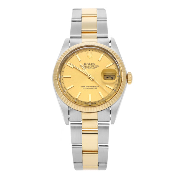 Reloj Rolex para caballero modelo Oyster Perpetual DateJust vistas en oro amarillo 18 kilates.