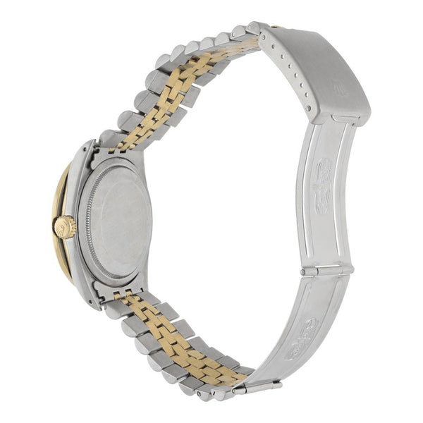 Reloj Rolex para caballero modelo Oyster Perpetual Date vistas en oro amarillo 18 kilates.