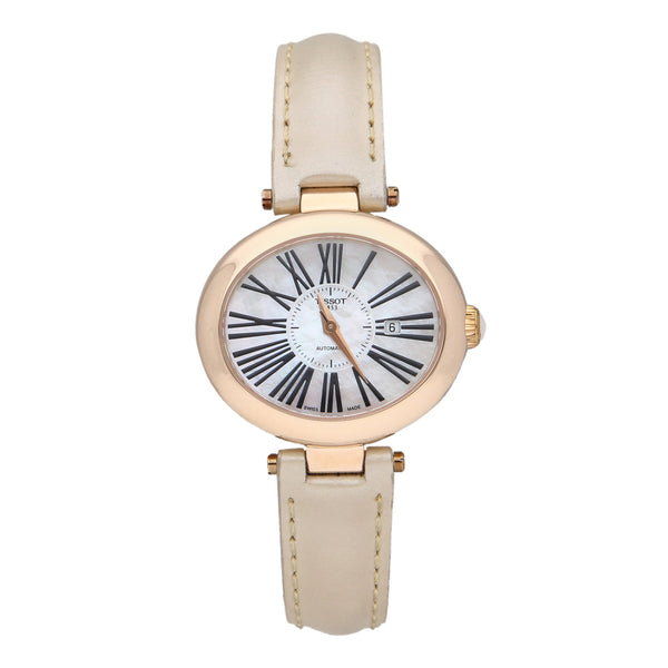 Reloj Tissot para dama modelo Glamorous caja en oro rosa 18 kilates.