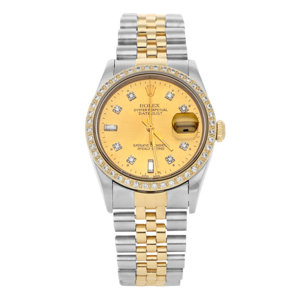 Reloj Rolex para caballero/unisex modelo Oyster Perpetual DateJust vistas oro amarillo 18 kilates.
