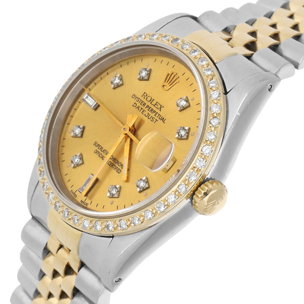Reloj Rolex para caballero/unisex modelo Oyster Perpetual DateJust vistas oro amarillo 18 kilates.