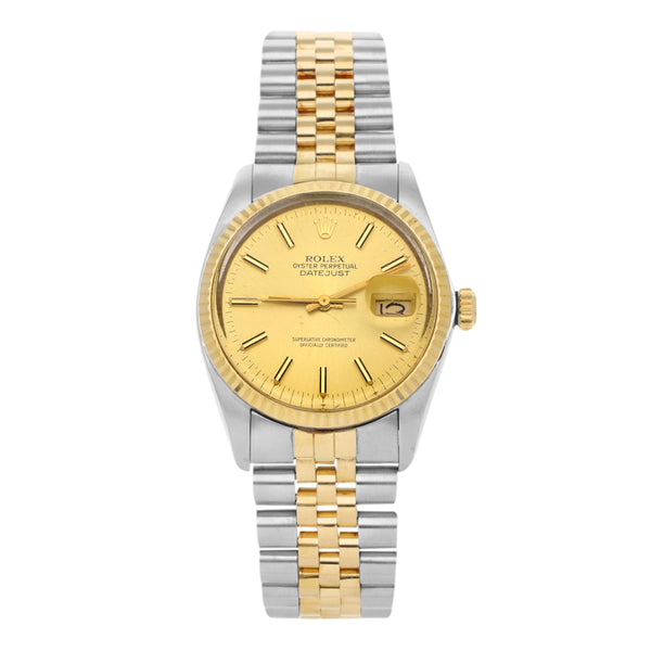 Reloj Rolex para caballero modelo Oyster Perpetual DateJust vistas oro amarillo 18 kilates.