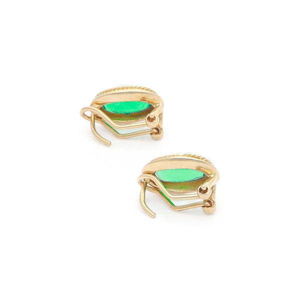 Aretes torzal con obsidiana en oro amarillo 14 kilates.