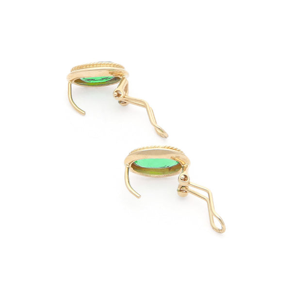 Aretes torzal con obsidiana en oro amarillo 14 kilates.