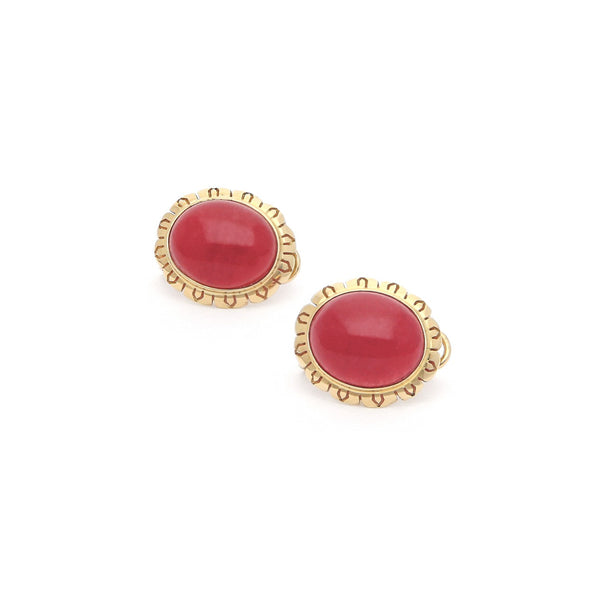 Aretes calados con cornolina en oro amarillo 14 kilates.