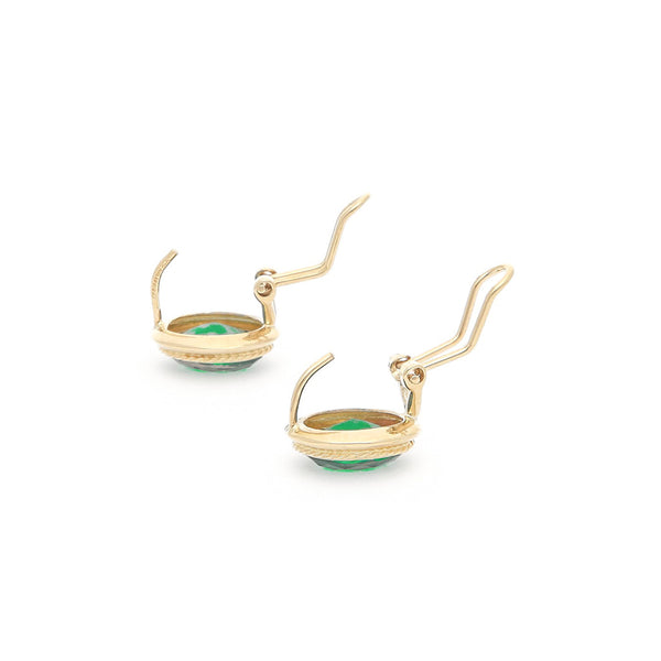 Juego anillo y aretes estriados con cuarzos en oro amarillo 14 kilates.