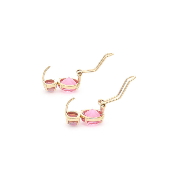 Juego anillo y aretes diseño especial con ópalo y rosa de Francia en oro amarillo 14 kilates.