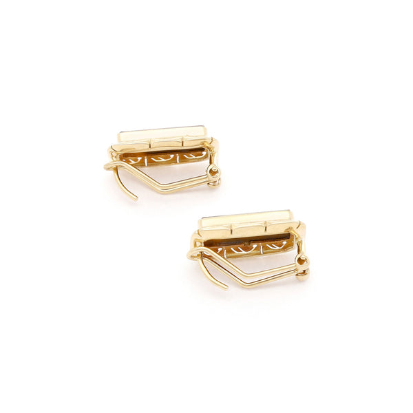 Aretes calados con ojo de tigre en oro amarillo 14 kilates