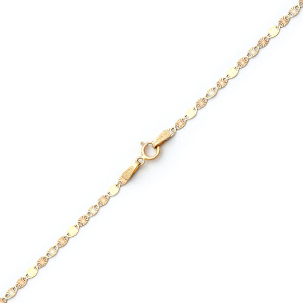 Collar eslabón nudo marino en oro tres tonos 14 kilates.
