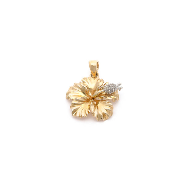 Dije diseño especial motivo flor en oro dos tonos 14 kilates.