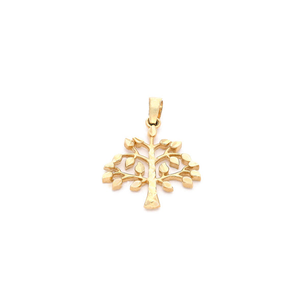 Dije facetado motivo árbol en oro amarillo 14 kilates.