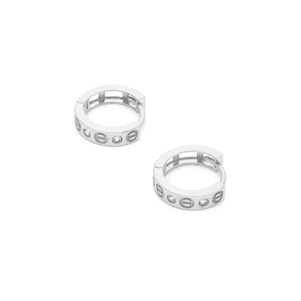 Arracadas diseño especial con circonias en oro blanco 14 kilates.