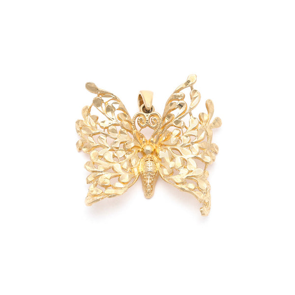 Dije calado motivo mariposa en oro amarillo 14 kilates.
