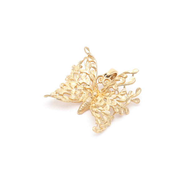 Dije calado motivo mariposa en oro amarillo 14 kilates.