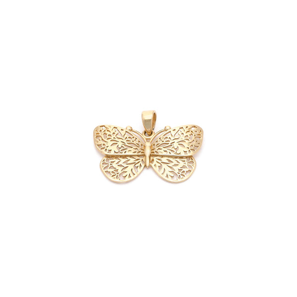 Dije calado motivo mariposa en oro amarillo 14 kilates.