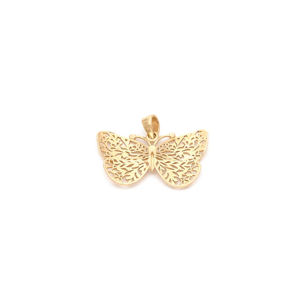 Dije calado motivo mariposa en oro amarillo 14 kilates.