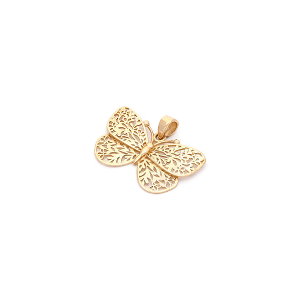 Dije calado motivo mariposa en oro amarillo 14 kilates.