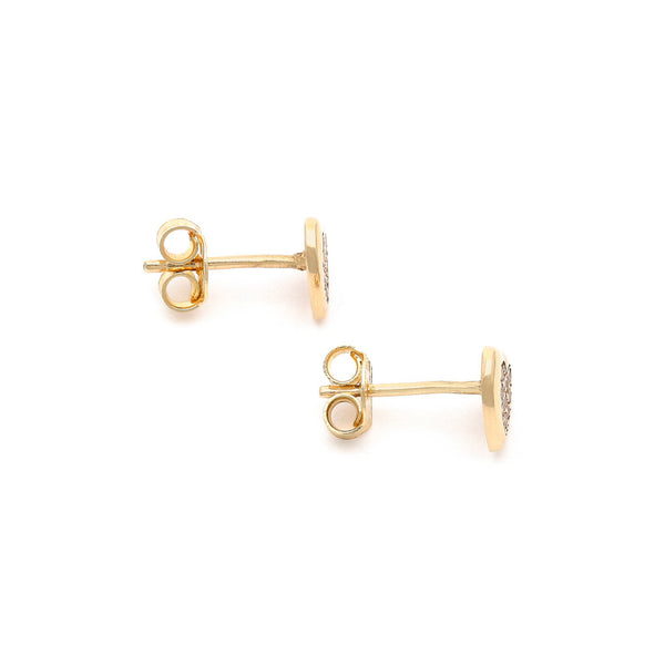 Aretes diseño especial con circonias motivo corazón en oro amarillo 14 kilates.