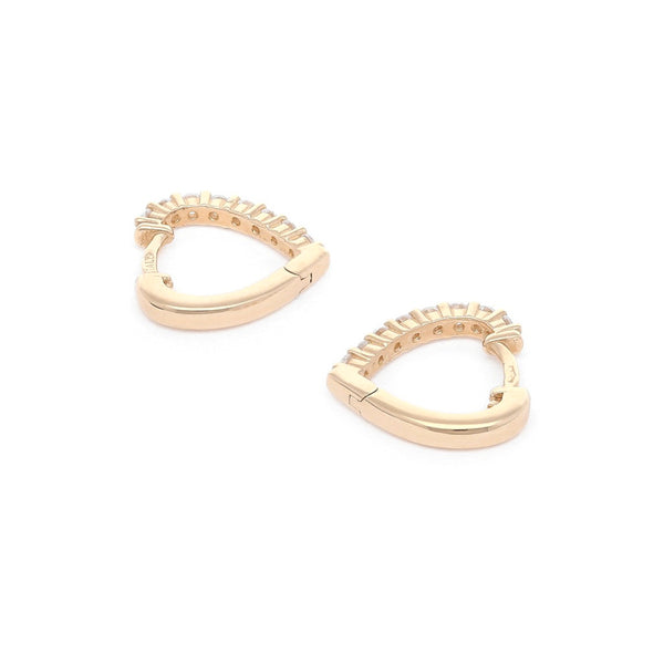 Arracadas diseño especial con circonias motivo corazón en oro amarillo 14 kilates.