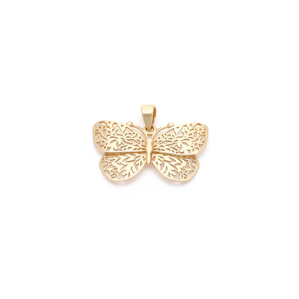 Dije calado motivo mariposa en oro amarillo 14 kilates.
