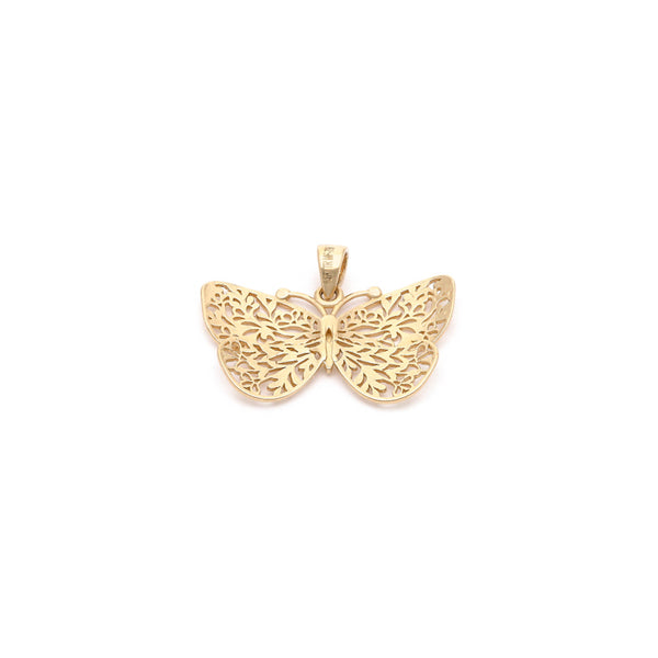 Dije calado motivo mariposa en oro amarillo 14 kilates.