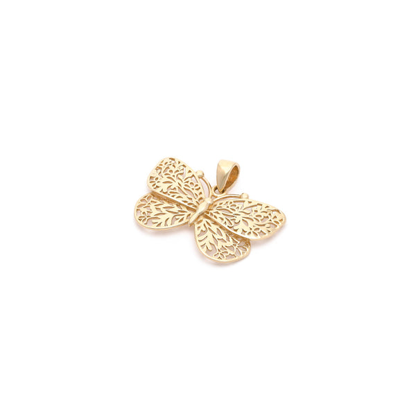 Dije calado motivo mariposa en oro amarillo 14 kilates.