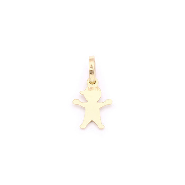 Dije diseño especial motivo niño en oro tres tonos 14 kilates.