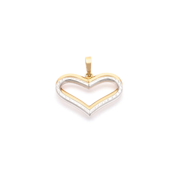 Dije diseño especial motivo corazones en oro dos tonos 14 kilates.