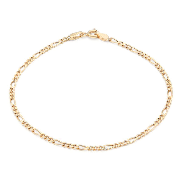Pulsera de tres eslabones por uno en oro amarillo 14 kilates.