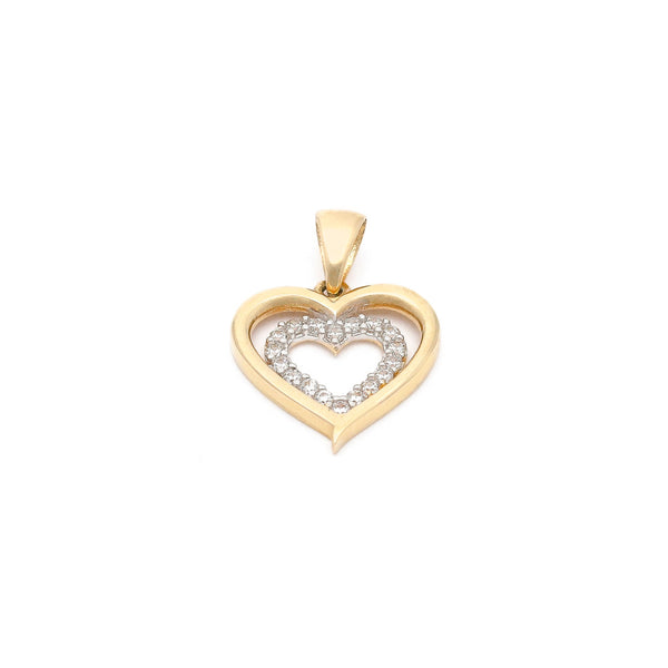 Dije diseño especial con circonias motivo corazón en oro amarillo 14 kilates.